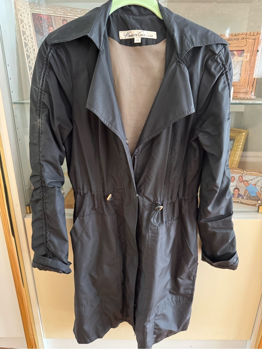Kenneth Cole New York Black Drawstring Trench Coat